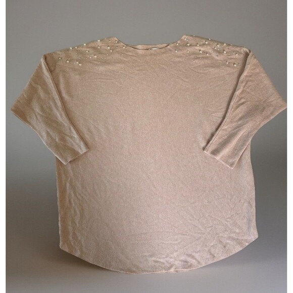 Siren Lily Maternity Sweater Embellished Rhinestone Pearls Size 2X Blush Pink - Picture 1 of 7